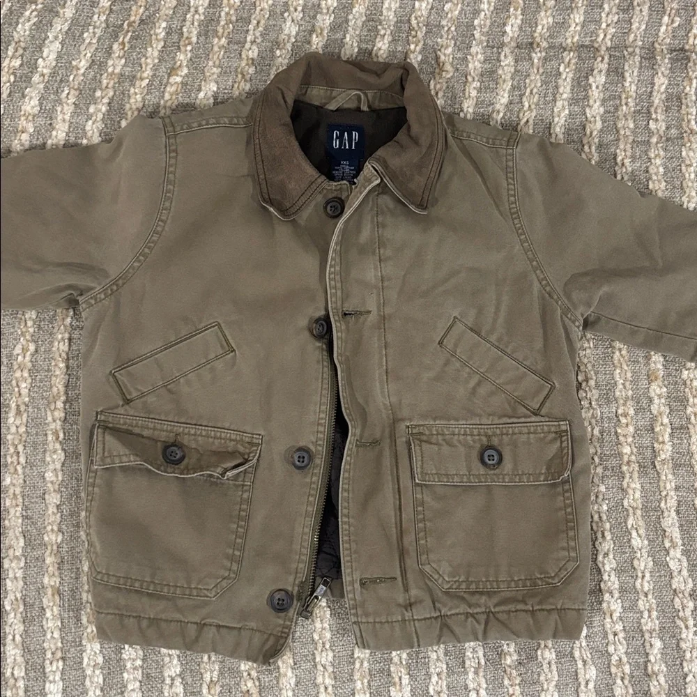 GAP Chore boys Tan Button‎ Up Canvas Barn Coat Jacket Size XXS